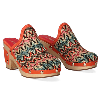 Woodlander Damen Clogs Marrakess Multi/Orange