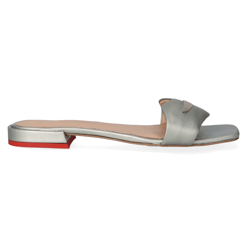 Cupido Damen Pantoletten Metallic Platino
