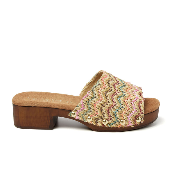 Bella Damen Clogs Raffia Multi Bella Damen Clogs Raffia Multi