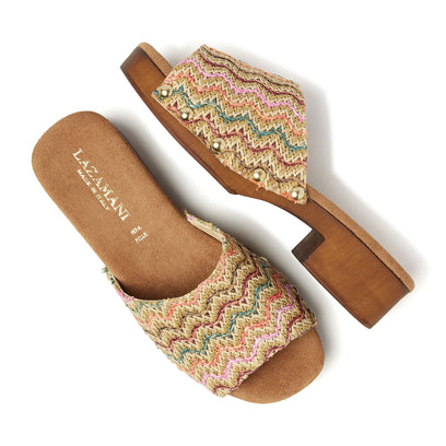 Bella Damen Clogs Raffia Multi