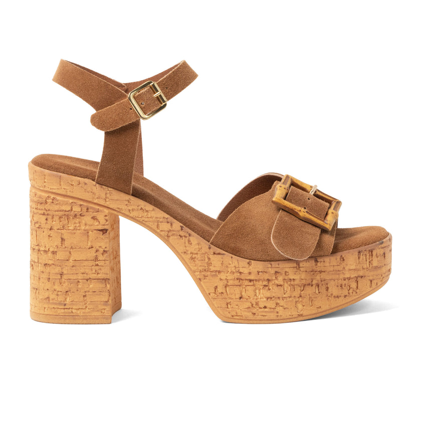Abril Damen Wildleder-Sandalen Cognac