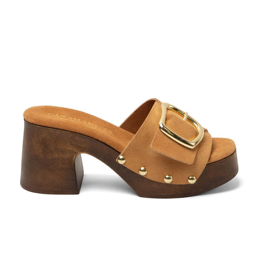 Celia Damen Wildleder-Clogs Cuoio