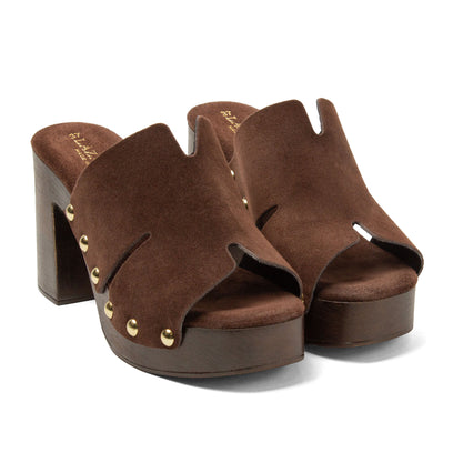 Juna Damen Wildleder-Clogs Brown