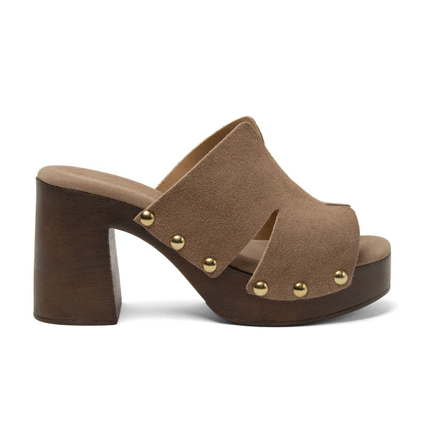 Juna Damen Wildleder-Clogs Taupe Juna Damen Wildleder-Clogs Taupe