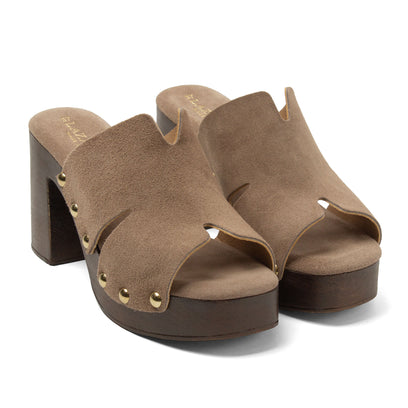 Juna Damen Wildleder-Clogs Taupe