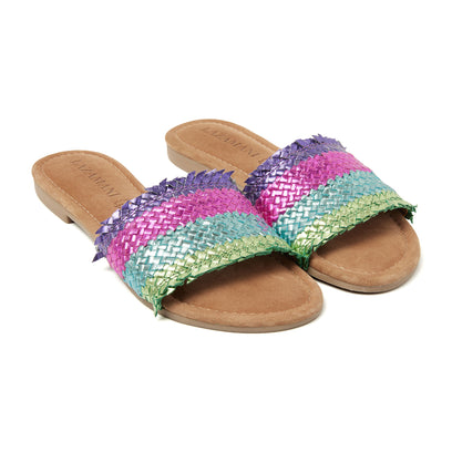 Chloe Damen Leder-Pantoletten Blue