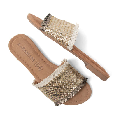 Candie Damen Leder-Pantoletten Platino