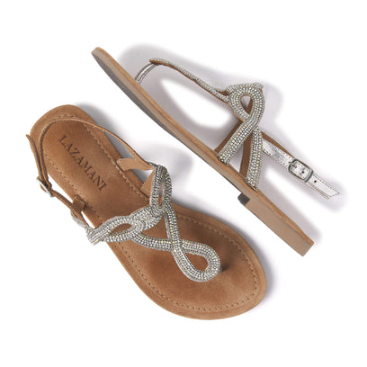 Emily Damen Ledersandalen Silver