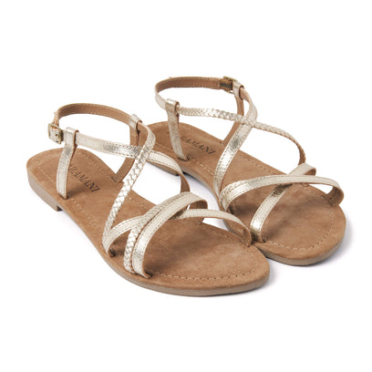 Zoe Damen Ledersandalen Gold