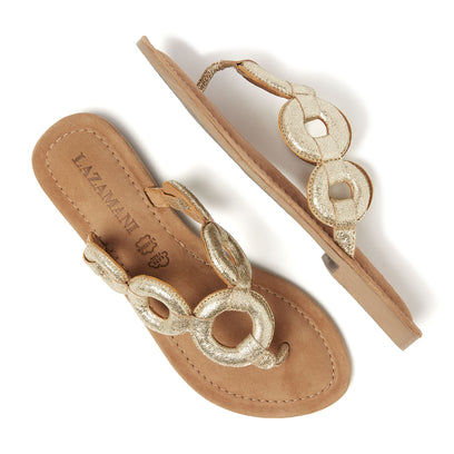 Juliet Damen Leder-Zehentrenner Gold