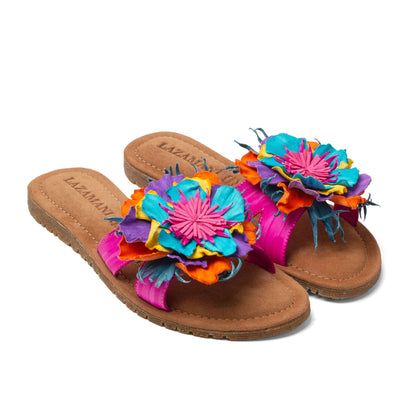 Zinnia Damen Leder-Pantoletten Fuxia