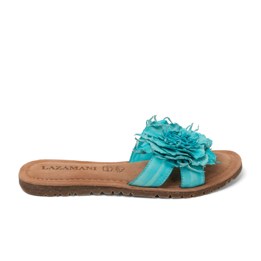 Zinnia Damen Leder-Pantoletten Turquoise