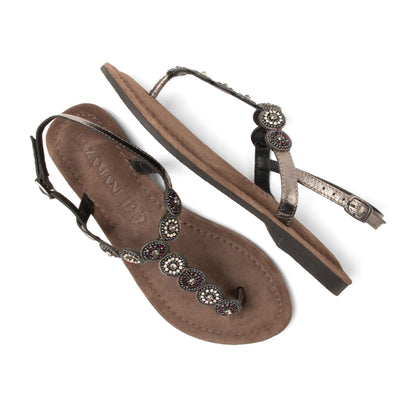 Luz Damen Leder-Sandalen Pewter