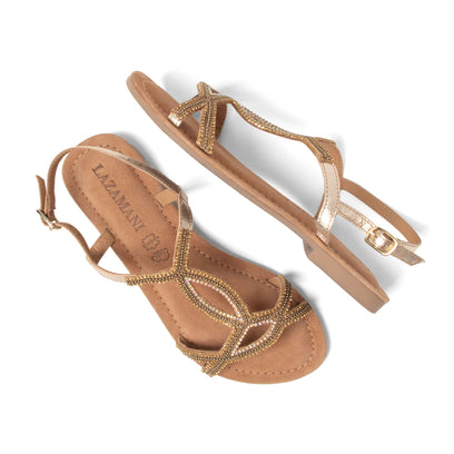 Malia Damen Leder-Sandalen Gold