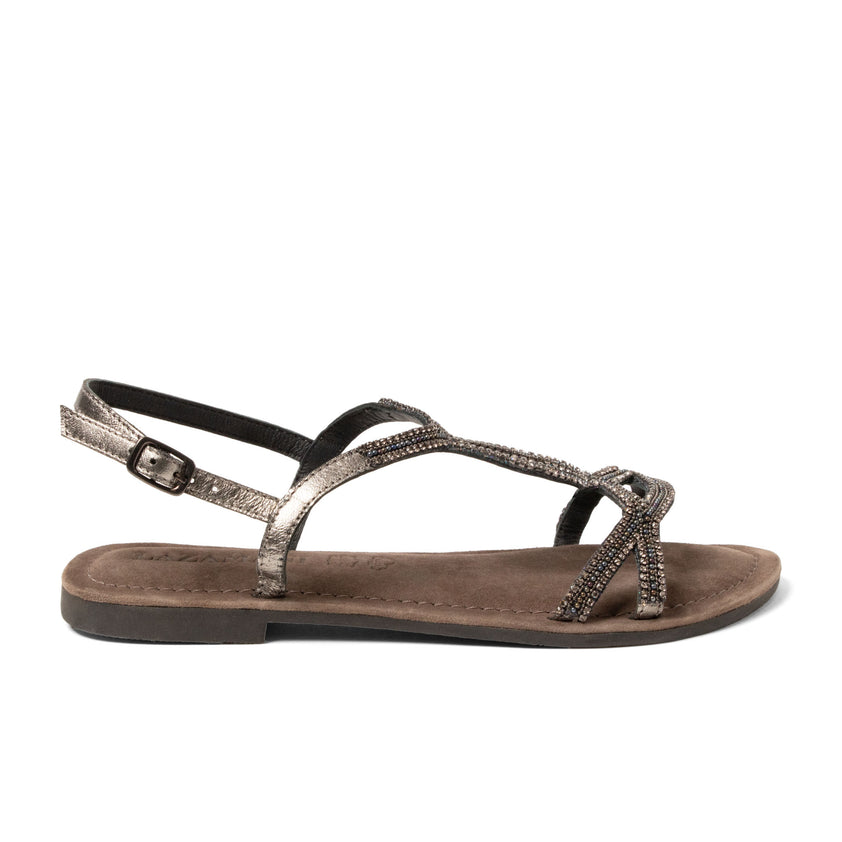 Malia Damen Leder-Sandalen Pewter