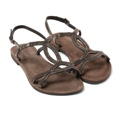 Malia Damen Leder-Sandalen Pewter
