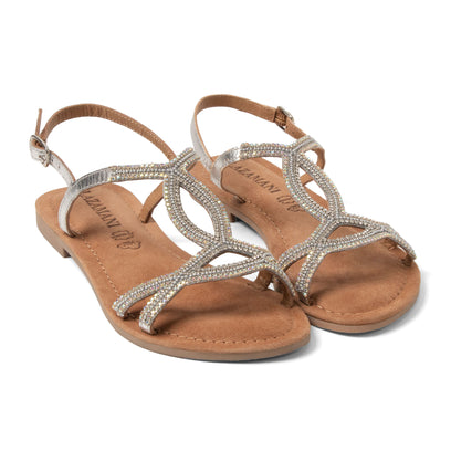 Malia Damen Leder-Sandalen Silver