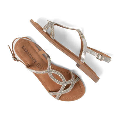 Malia Damen Leder-Sandalen Silver