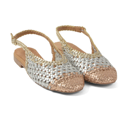 Novia Damen Leder-Ballerinas Silver