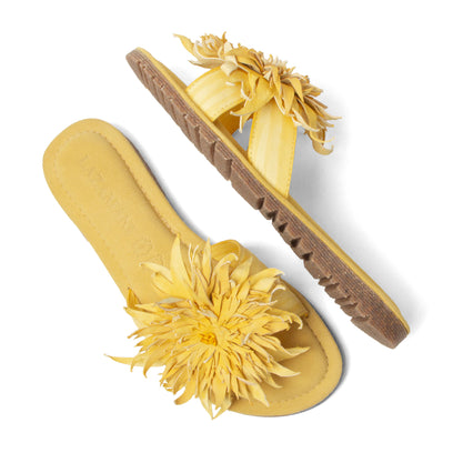 Moa Damen Leder-Pantoletten Yellow
