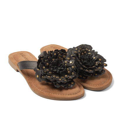 Kira Damen Leder-Zehentrenner Black