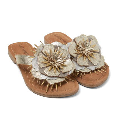 Hilde Damen Leder-Zehentrenner Gold
