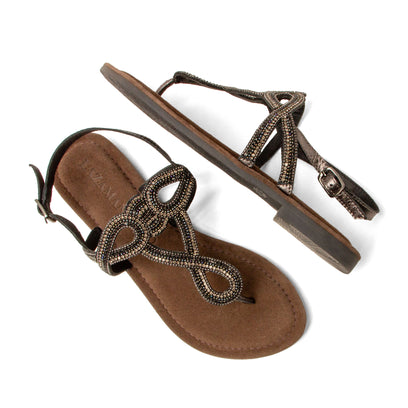 Luus Damen Leder-Sandalen Pewter