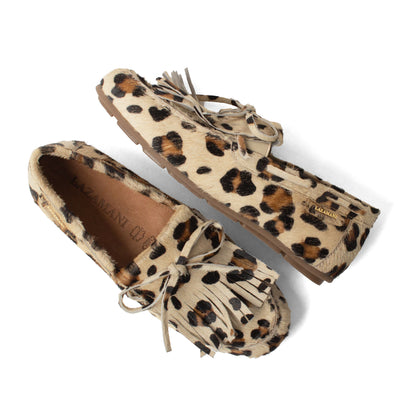 Billy Damen Leder-Mokassins Leopard