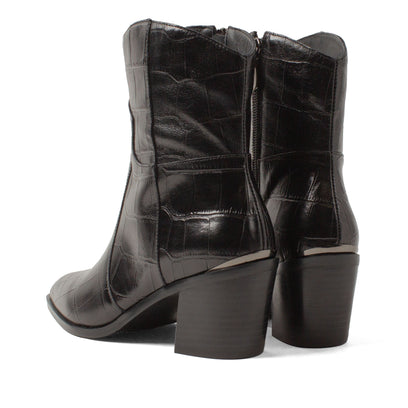 Ot Damen Leder-Stiefeletten Black