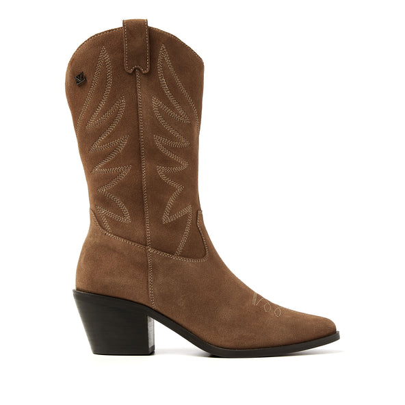 Louise Damen Wildleder Cowboy-Stiefel Taupe Louise Damen Wildleder Cowboy-Stiefel Taupe