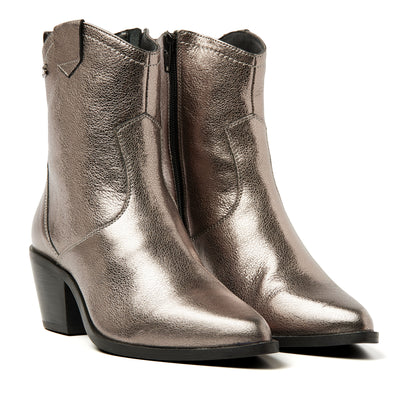 Ambre Damen Leder-Stiefeletten Pewter