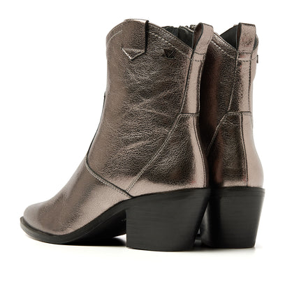 Ambre Damen Leder-Stiefeletten Pewter