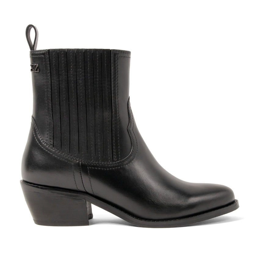 An Damen Leder-Stiefeletten Black