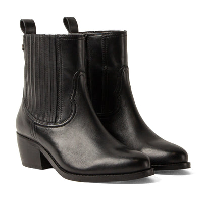 An Damen Leder-Stiefeletten Black