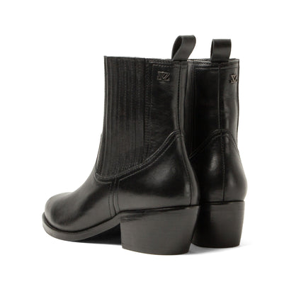 An Damen Leder-Stiefeletten Black