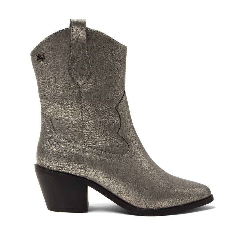 Lu Damen Leder Cowboy-Stiefel Silver
