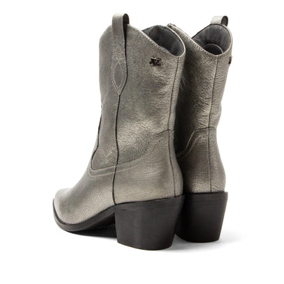 Lu Damen Leder Cowboy-Stiefel Silver