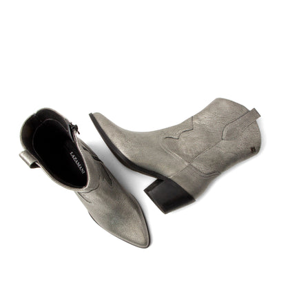 Lu Damen Leder Cowboy-Stiefel Silver