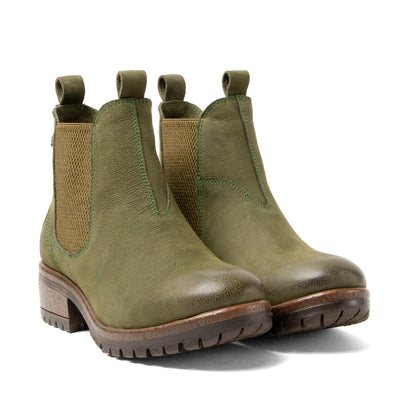 Lia Dames Leder Chelsea-Boots Green
