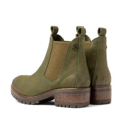 Lia Dames Leder Chelsea-Boots Green