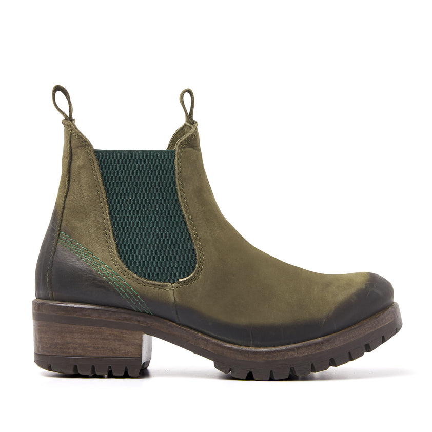 Lia Dames Leder Chelsea-Boots Green
