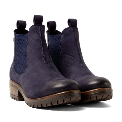 Lia Damen Leder Chelsea-Boots Jeans