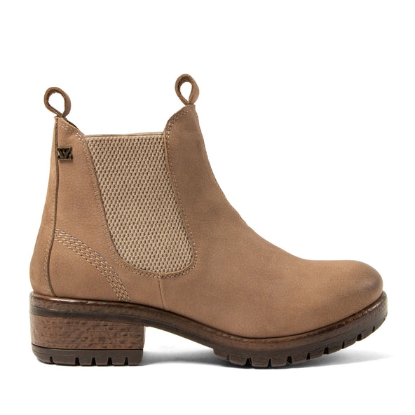 Lia Damen Leder Chelsea-Boots Taupe Lia Dames Leder Chelsea-Boots Taupe