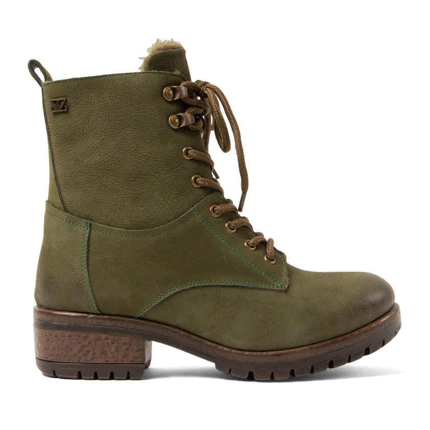 Kia Damen Leder-Schnürboots Green