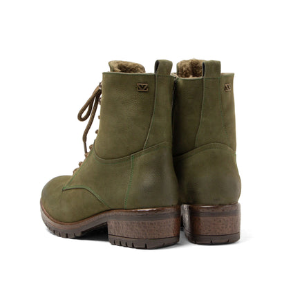 Kia Damen Leder-Schnürboots Green