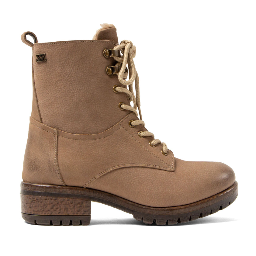 Kia Damen Leder-Schnürboots Taupe