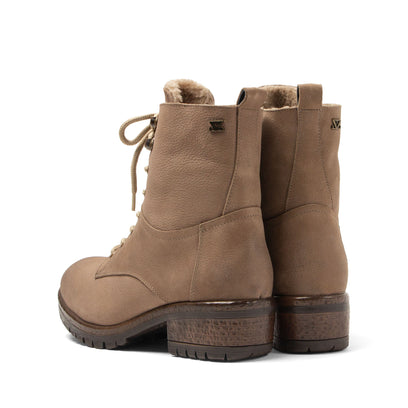 Kia Damen Leder-Schnürboots Taupe