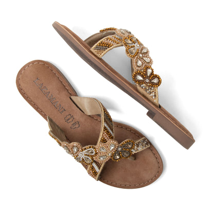 Perla Damen Leder-Zehentrenner Beige