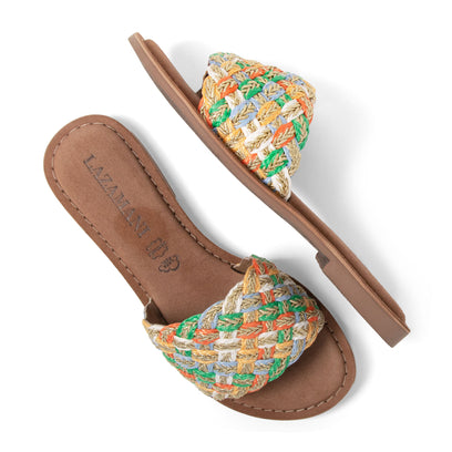 Zita Damen Pantoletten Raffia Multi