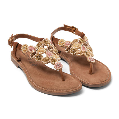 Maritza Damen Leder-Sandalen Tan